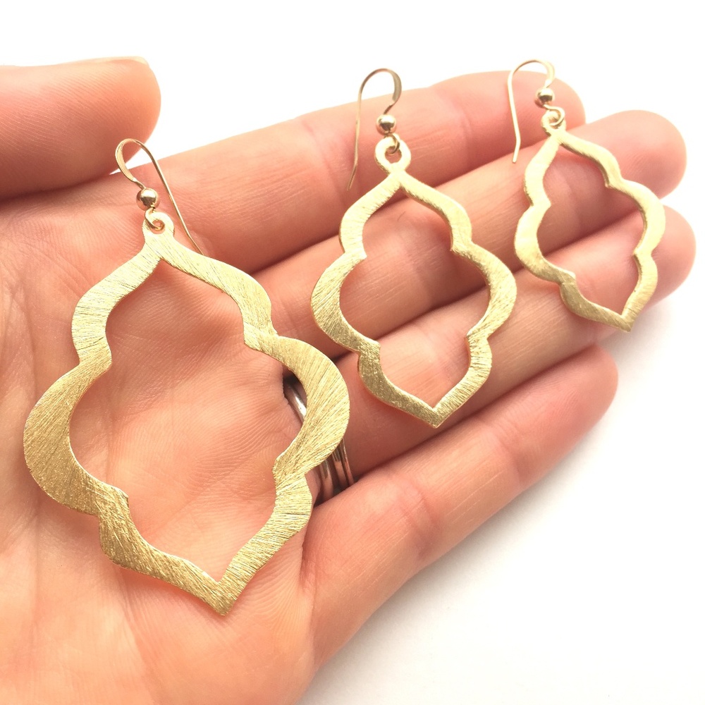14K Gold over Sterling Silver Brushed Lantern (Large) Earrings—NWT!